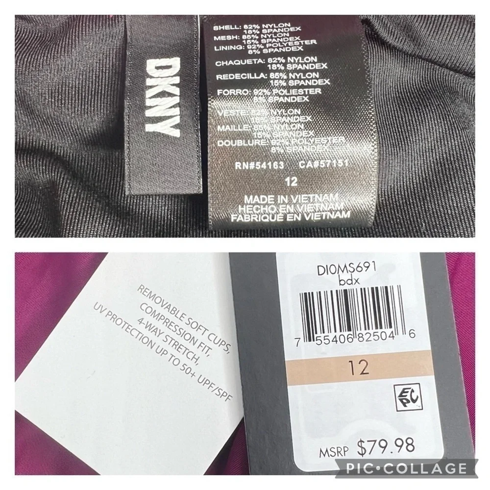 DKNY BORDEAUX WINE Ruffle Underwire Tummy Control One-Piece Swimsuit - Picture 13 of 15